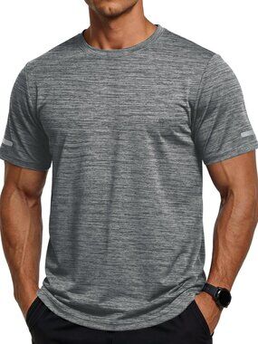 Men’s Dark Grey Quick-Dry Athletic Gym T-Shirt – Moisture Wicking Crewneck